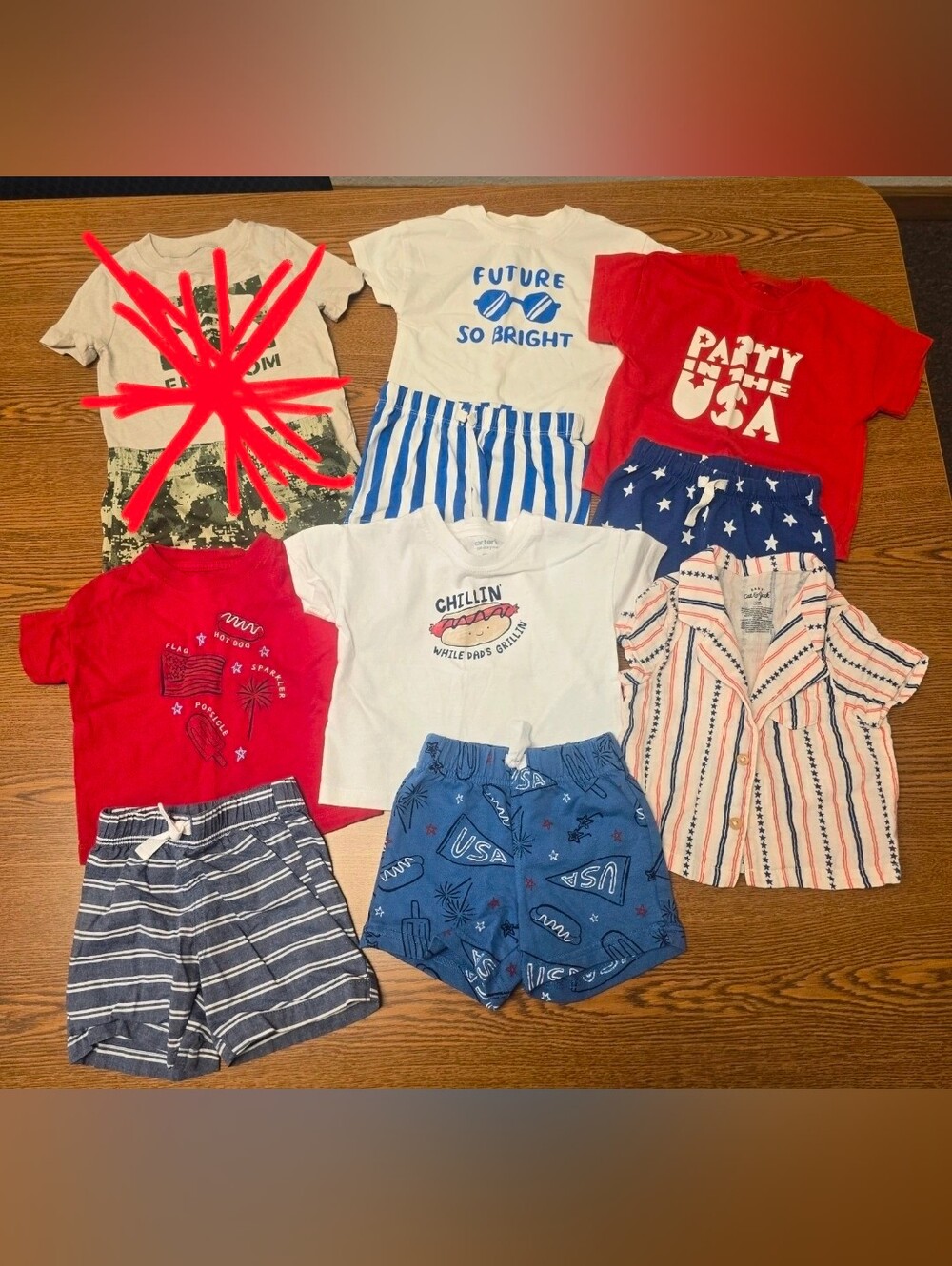 Baby Boy 12 Month Set Bundle - Red, White & Blue Sets